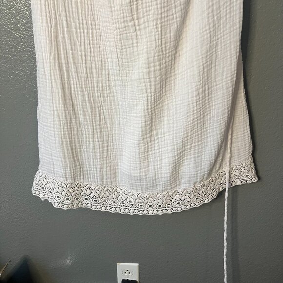 Michael Stars White Gauze & Crochet Lace Trim Dress/Tunic - Size Large - Picture 3 of 6